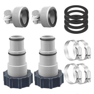 Pool Hose Adapters 1.5inch to 1.25inch High Flow Connectors with Locking Clamps Suitable for Swimming Pool Pump Systems