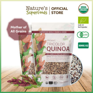 Bundle Deal: Natures Superfoods Organic Tricolor Quinoa Seeds 500g Pack x 2 | Whole Grain l Protein