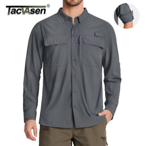 TACVASEN UPF 50+ Sun Protection Fishing Shirts Mens Quick Dry Long Sleeve Shirts Mesh Breathable Hiking Work Cargo Shirts2026