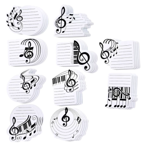 10Pcs Musical Note Stick Notes Self-Stick Memo Note Writing Pads Self-Adhesive Diary Page Notepad for Office School Use