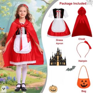Little Red Riding Hood Costume for Kids Girl Halloween Costume Party Dress Cosplay Dress 3-10 Years