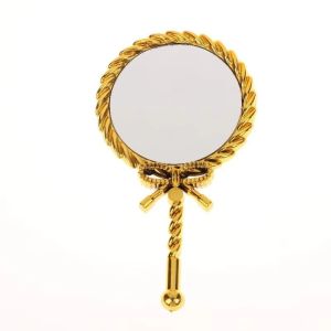 CHLOCH High Definition Handheld Makeup Mirror Round Shape Noble Ancient Court Style European Mirror Creative Hand Hold Round Cosmetic Mirror Cosmetics Tools
