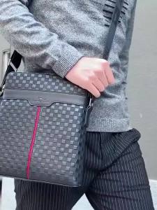 New Mens Youth Large Capacity Durable PU Leather Double Layer Crossbody Bag