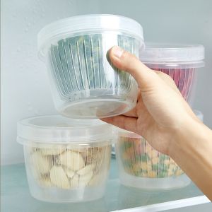 Hộp Bảo Quản Hành Tỏi Trong Tủ Lạnh Bằng Nhựa Đa Năng có 2 Lớp Giúp Ráo Nước Giữ Thực Phẩm Luôn Tươi -Lumbley