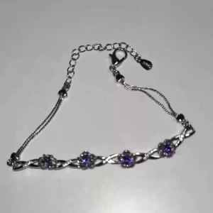 925 Sterling Silver Bracelet Purple Crystal Zircon Plum Bracelet For Women Fashion Simple Engagement Wedding Glamour Jewelry
