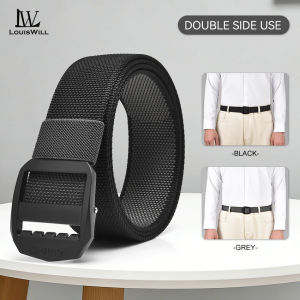 LouisWill Men Sports Belt Outdoor Nylon Belt Adjustable Belt Rotating Buckle Nylon Waistband Double-Sided Two-Color Belt Youth Sports Canvas Pant Belt Simple Nice Waistband
