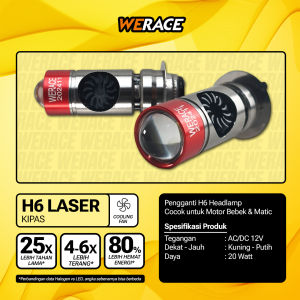 WERACE Lampu Depan H6 Laser Kipas Pendingin Fan 2 Mode Belt Merah Hi Low Putih Kuning 20W 12V Motor