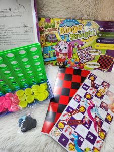 กมบิงโกสเตรท Bingo Straight 3 in 1 แถมเกมบันไดงูและกระดานหมากฮอส เกมครอบครัว พร้อมส่ง.