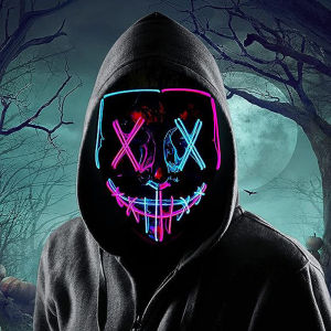 Mặt nạ phát sáng Halloween hiệu ứng máu chảy kinh dị rùng rợn LED Mặt nạ cho tiệc hóa trang với hình mặt ma kinh dị phát sáng
