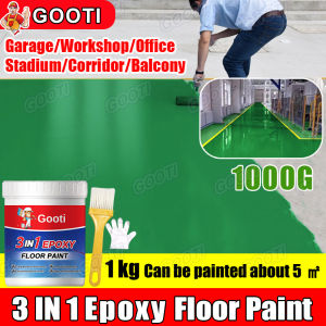 GOOTI Glossy Self Leveling Epoxy Floor Paint Indoor Ourdoor Household Floor Paint Suitable For Garage Lot Patio Warehouse Parking Factory Floor Wear Resistant Anti Slip Waterproof Odorless With Free Tools