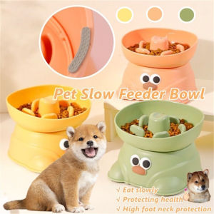 Pet Slow Feeder Bowl Raised Stand Non Slip Puzzle Dish Neck Support Dog Cat Feeding