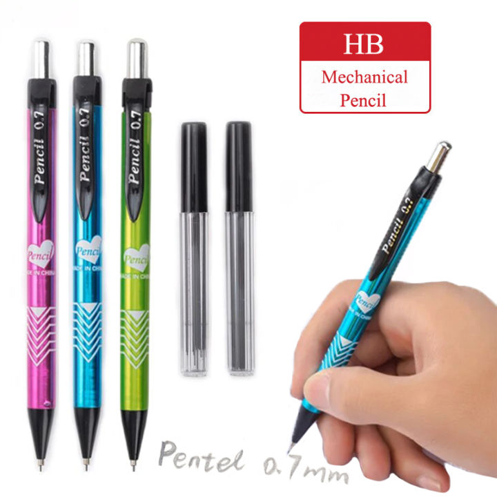 【3+2】0.7mm HB Mechanical Pencils Set Student Writing Drawing Stationery ...