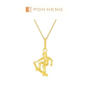 Poh Heng Jewellery 22K Ace of Skateboarding Pendant in Yellow Gold [Price By Weight]