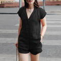 BB[3 Days Delivery] Celmia ZANZEA Womens Vintage Terno Outfits OOTD Sets Lapel Shirts Loose Elastic Waist A-Line Pants Suits #8. 