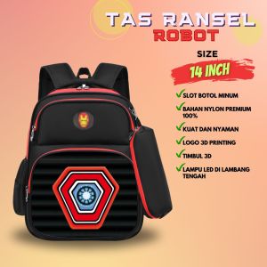 MM - Tas Ransel / Tas Ransel Troli Sekolah anak TK Lampu LED Timbul 3D