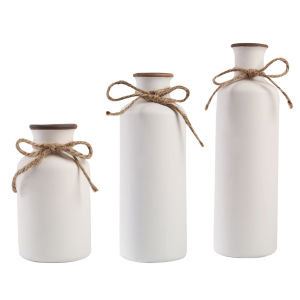 Ceramic Vase Three-Piece Set Craft Ornament TV Cabinet Model Home Decor White Ceramic Vase