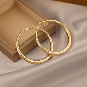 【Quick Delivery】100% Original 24k Saudi Gold Pawnable Hoop Earings for Women Earrings Opal Exaggerated Large Circle Jewelry Korean Version Womens Gift Accessories Hypoallergenic Non Tarnish Earrings