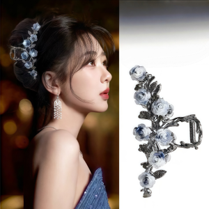 Hoa Kim Loại Màu Đen Sang Trọng Kẹp Tóc Càng Cua Tóc Đuôi Ngựa Kẹp Tóc Cho Phụ Nữ Kẹp Tóc Cô Gái Phụ Kiện Cài Tóc Mũ 2026