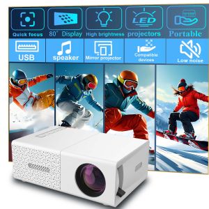 Projector Ultra Slim HDMI USB Interfaces Built-in Speaker EU/US Plug Selection Space-saving for Office