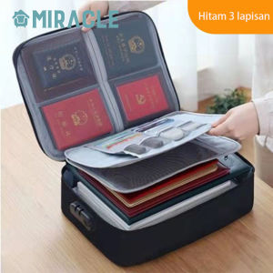 MIRACLE Tas Penyimpanan Sertifikat ​Tas Dokumen Bag Tempat Dokumen Penting Tas Multifungsi Stroge Bag tas penyimpanan multifungsi terbaru Tas penyimpanan sertifikat kata sandi