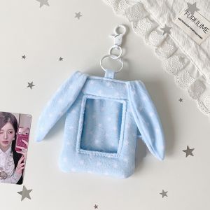 VGMJ Hanging Decoration Polka Dot Photocard Holder Rabbit Ears with Keychain Photo Photocard Frame Cloth Card Cover Picture Card Protective Case Student Friends