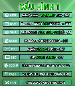 PC Gaming i5 12400f / RTX 3060ti / ram 32G / SSD 512G Case Gaming Máy tính chơi game Giá rẻ nhất