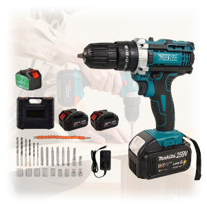 Makita 18V Cordless Drill Brushless Hammer Drill with Impact Wrench – 2 Batteries & Case