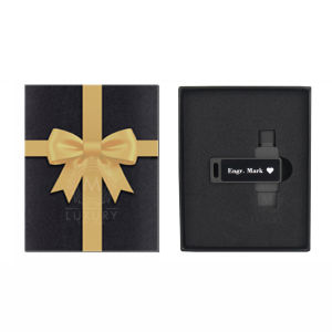 Personalized Name Metal OTG Flash Drives Glowing Blue Light 32GB USB High Speed 2 in 1U Disk Data Storage OTG Cables with Gift Box