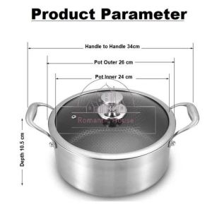 Periuk Tidak Lekat Keluli Tahan Karat SUS 316 /Kuli Menggoreng dengan pemegang