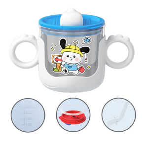 SKISOPGO 280ml Baby Cup with Straw Sippy Cup Toddler Silicone Water Bottle Baby Training Drinking Cup
