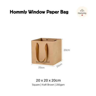 [Hommly SG Instock] Square Colour Paper Bag Cake carrier Gift bag Kraft Paper Bags Gift Bags Xmas Christmas Dessert bag