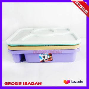 3 PCS Kotak Bekal 4 Sekat Anti Tumpah Warna Pastel/Tempat Makan Segi