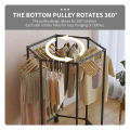 360° Rotating Clothes Rack With Wheels Thickened Metal Clothes Rack Stand Heavy Duty Circular Clothes Hanger Organizer For Balcony Bedroom Laundry Room. 