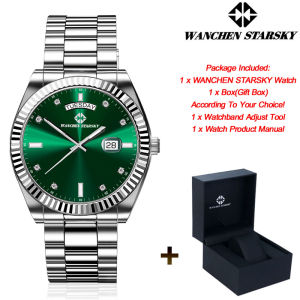 WANCHEN STARSKY Luxury Watches For Men Date Chronograph Stainless Steel Man Watch Waterproof Mens Quartz Watch