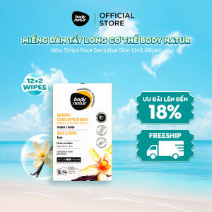 Bộ miếng dán tẩy lông mặt Body Natur Wax Strips Face Sensitive Skin 12+2 Wipes