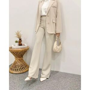 Fit & Flare Pants Celana Cutbray Scuba Highwaist Kekinian Premium Celana Kulot Cutbray