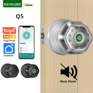 RAYKUBE Q5 Tuya BLE Smart Fingerprint Door Lock Electronic Lock with Password/Key/Smartlife/Tuya APP Unlock For Bedroom