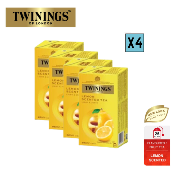 (Bundle of 4) Twinings Lemon Scented Tea 4 x 25s x 2g |Black Tea | Tea ...