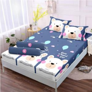 Sprei Motif Floral Ocean Motif Patchwork Warna Hijau dengan Sarung Bantal Gratis - Bahan Polymicro Halus
