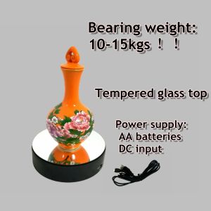 Rotating display stand in 19.2cm supports 10kgs with tempered glass tray 360 degree spin turntable for Jewelry / Action figure #093