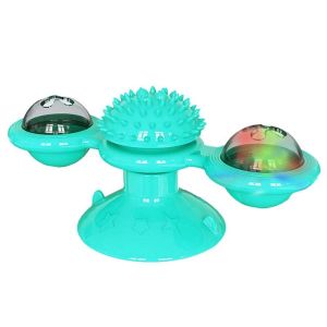 OUTOPEN Interactive Windmill Cat Toy Kitten Puppy Glowing Rotating Rotatable Plaything for Cat Funny Button Cell Pet Training Toy Pet Supplies