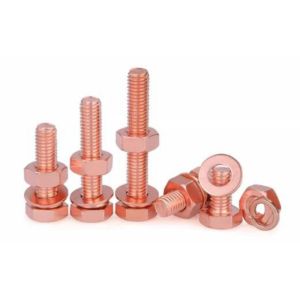 QINJUE 2-5Sets 6-130mm Red Copper Hex Bolt Set T2 Red Copper M3-M16 External Hexagonal Bolt Spring Washer Hexagonal Cap Screw for Machinery Electronics Industry Agriculture