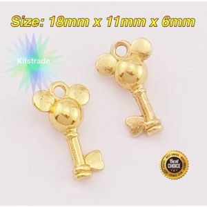 Pendant Jewelry Mickey Key Lock Gold Loket 米奇钥匙锁头金吊坠项链牌