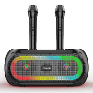 ZQS 4247 KTV Portable Karaoke Speaker Bluetooth + 2 Wireless Microphone with RGB Light FM/TF/USB/AUX