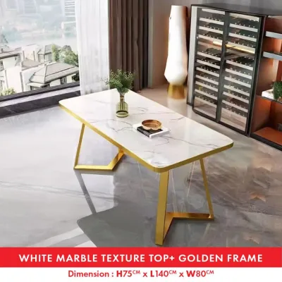 KENZZO New Sampai Promo: Amber Luxury Dining Table Meja Makan 4 Kerusi /Nordic Set/Luxury Set/Marble Texture table