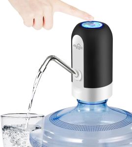 JOYHILL 5 Gallon Water Bottle Dispenser Pump Electric Pump for Water Jugs One Touch Automatic Dispensing USB Rechargeable Pump Easy Water Access No Heavy Lifting Portable Home Office RV Camping