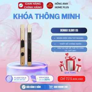 Khóa cửa vân tay tự động Demax SL801 CG chống nước IP56 mở vân tay mật mã app wifi chốt an toàn