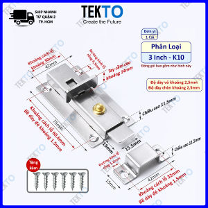 Chốt Khóa Cửa TRƯỢT K10 - Then Cửa Bằng INOX full ốc vít Bản Lề Then Chốt Gài Khoá Cửa Có nút bấm-013