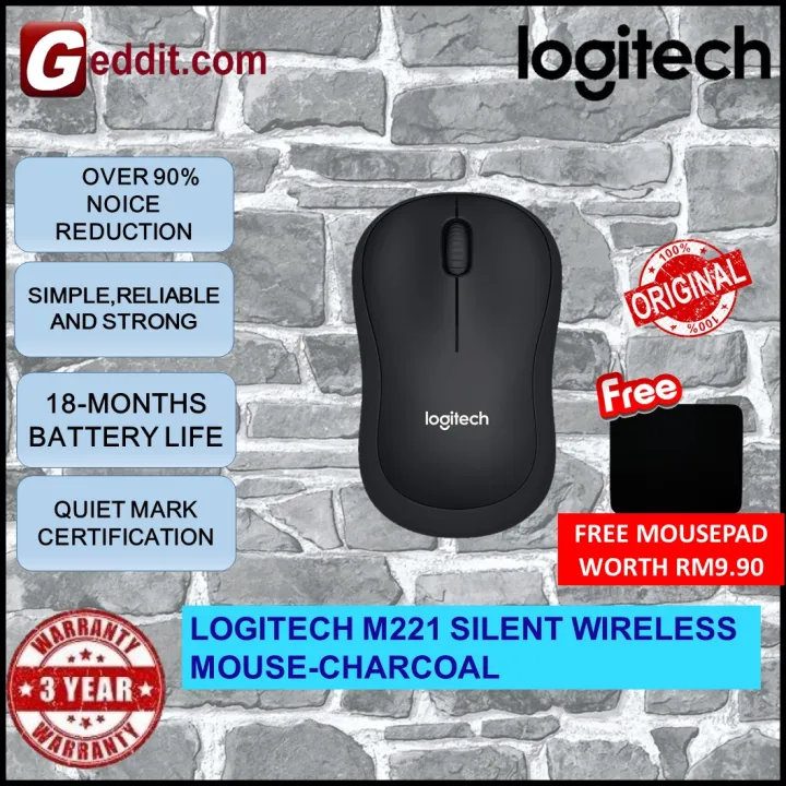 LOGITECH M221 SILENT WIRELESS MOUSE (CHARCOAL ,BLUE ,RED , WHITE, ROSE)