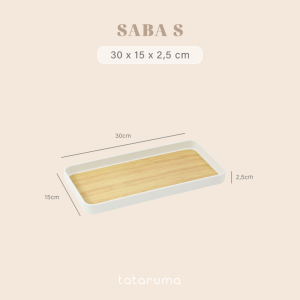 Tray Aksen Kayu Baki Motif Plastik Estetik Nampan Alas Saji Teh Kopi Jus Minuman Snack TATARUMA SABA